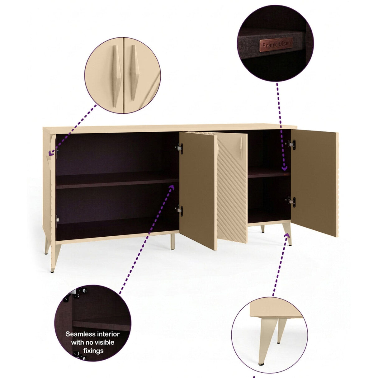 Frank Olsen AVA Natural Stone Large Sideboard with LED Mood Lighting