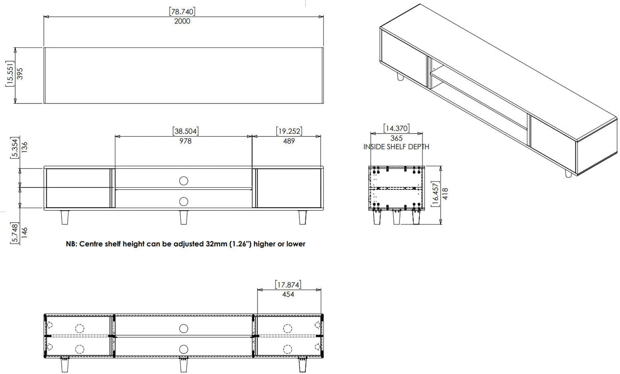 AVF Harbour 2m TV Stand - Light Wood & Grey