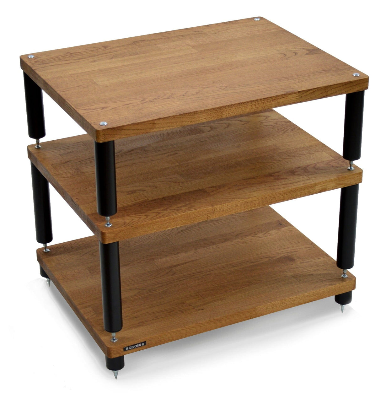 Apollo Storm 6 Dark Oak and Black 3 Shelf Hi-Fi Rack