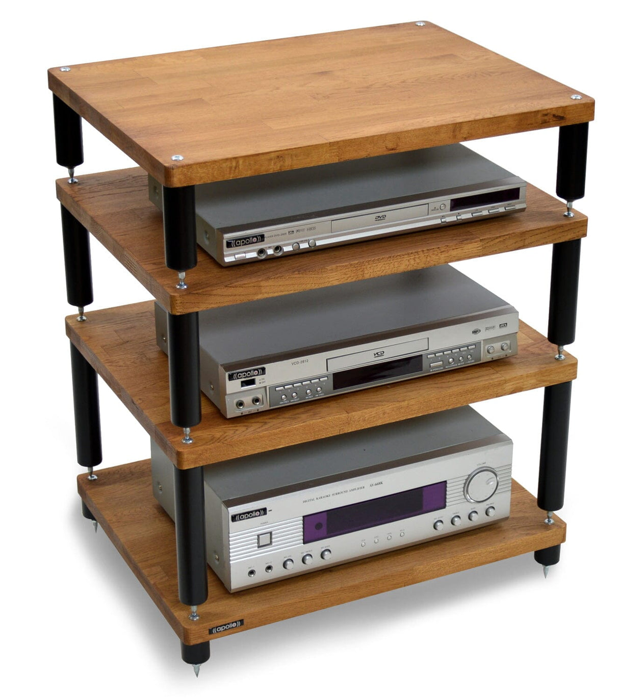 Apollo Storm 6 Dark Oak and Black 4 Shelf Modular Hi-Fi Rack