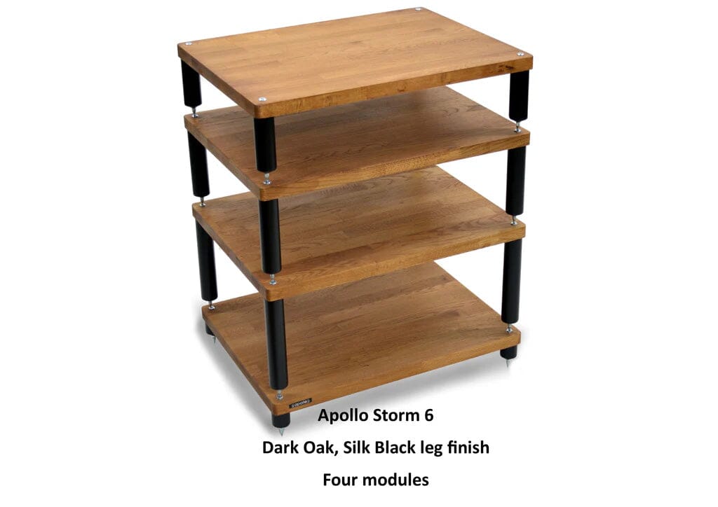 Apollo Storm 6 Dark Oak and Black 4 Shelf Modular Hi-Fi Rack