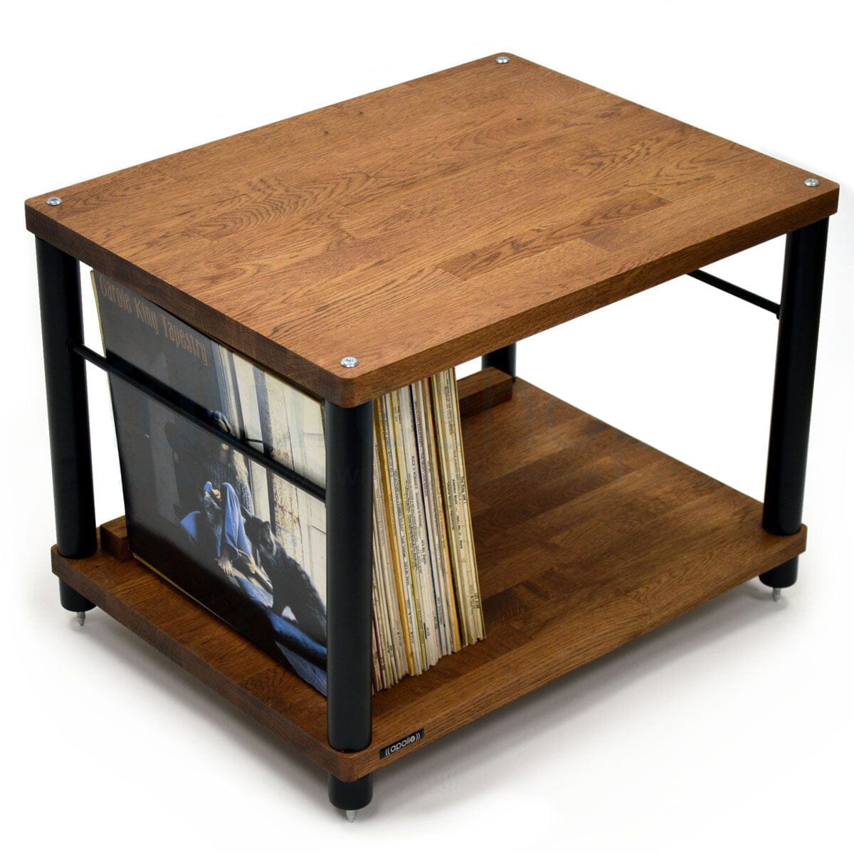 Apollo Storm 6 Solid Dark Oak 2 Shelf Vinyl Storage Hifi Rack