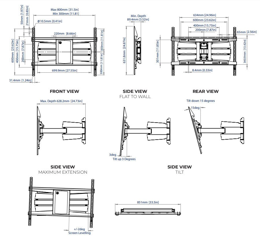 B-Tech BT8228 - Heavy Duty Twin Arm Cantilever TV Wall Bracket