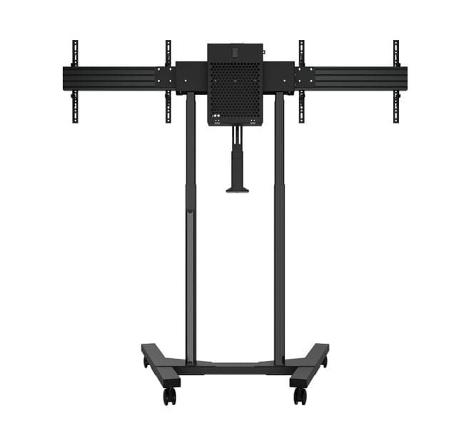 B-Tech BT8556 E-Lift XL Motorised Height Adjustable Twin Screen VC Trolley