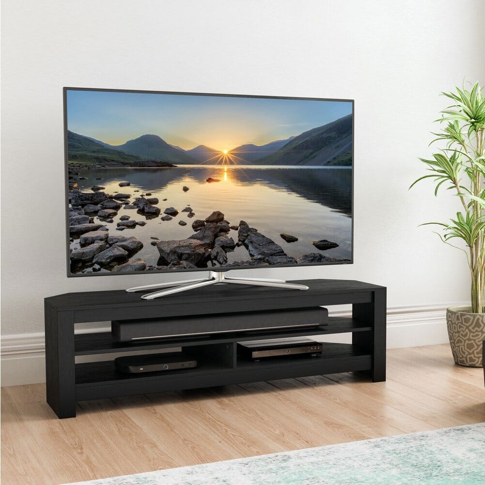 AVF CA140BO Calibre Flat TV Stand in Black Oak suits Up To 65" TVs