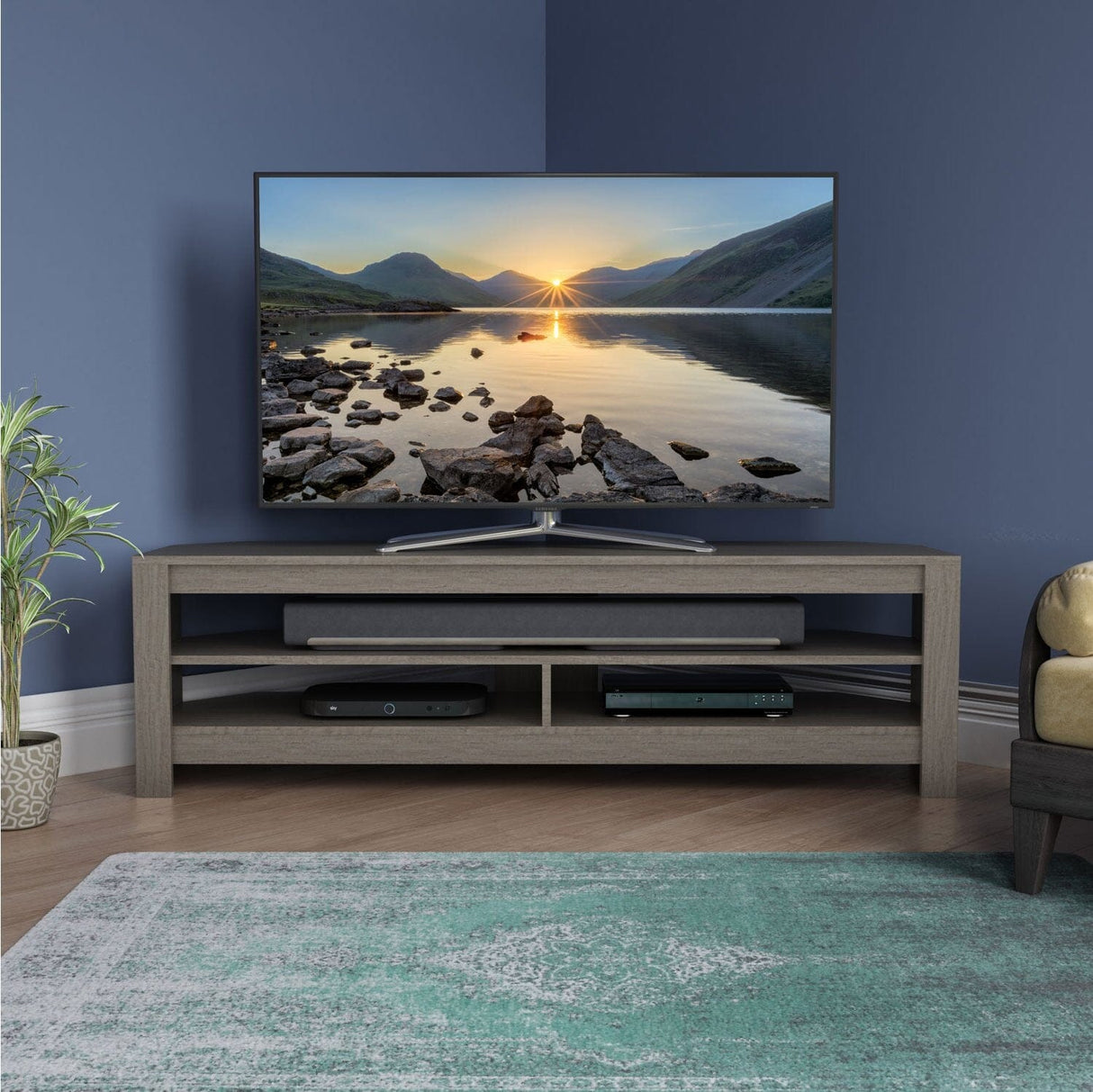 AVF CA140GRE Calibre Flat TV Stand in Grey Oak suits Up To 65" TVs