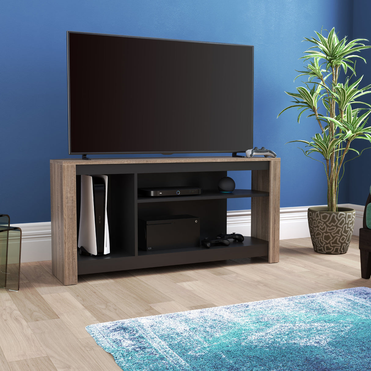AVF Calibre Alto 1.2m TV Stand with Vertical Storage - Rustic Sawn Oak