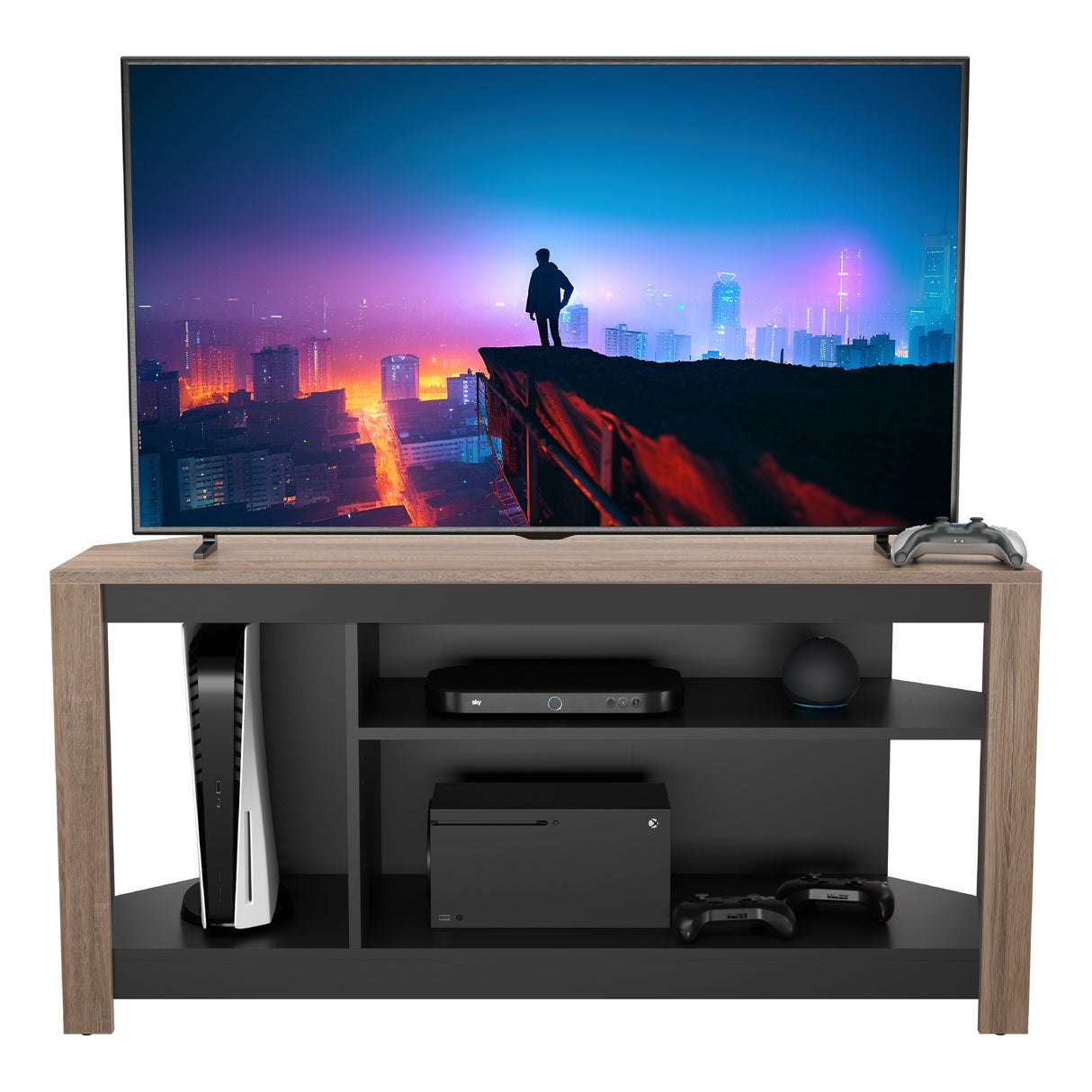 AVF Calibre Alto 1.2m TV Stand with Vertical Storage - Rustic Sawn Oak