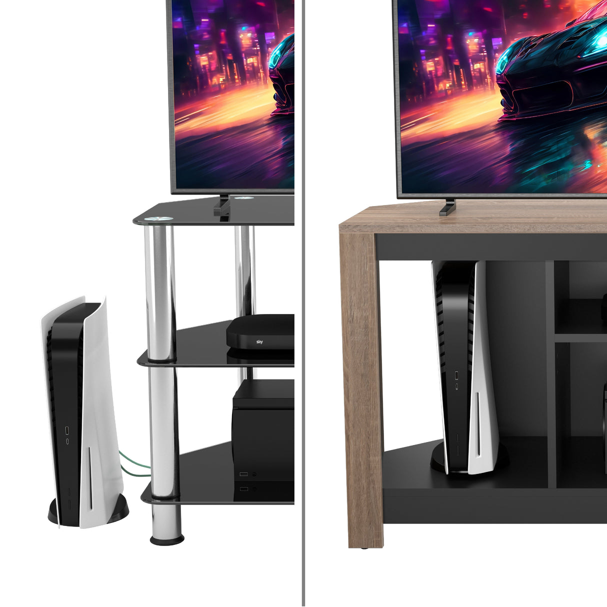 AVF Calibre Alto 1.2m TV Stand with Vertical Storage - Rustic Sawn Oak