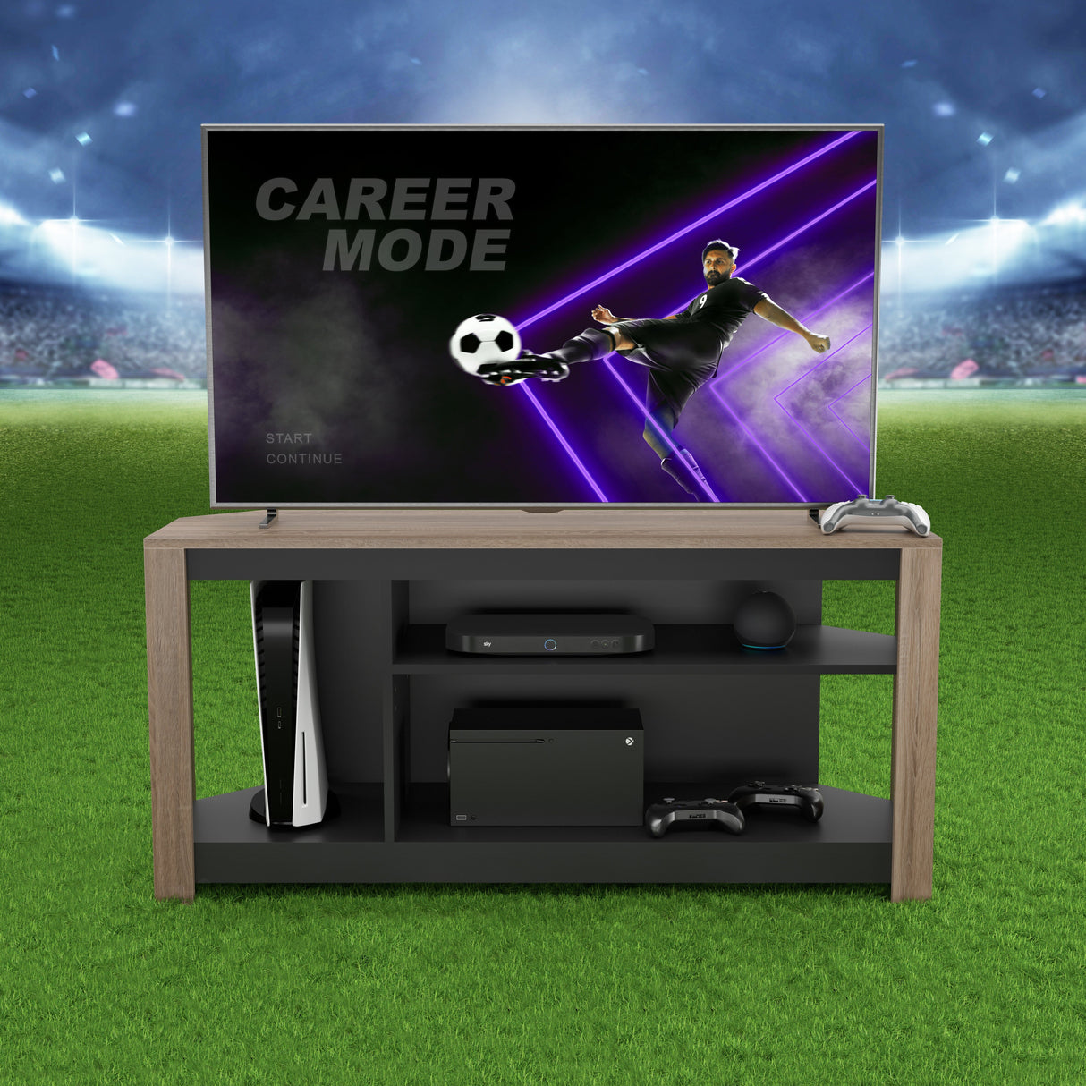 AVF Calibre Alto 1.2m TV Stand with Vertical Storage - Rustic Sawn Oak