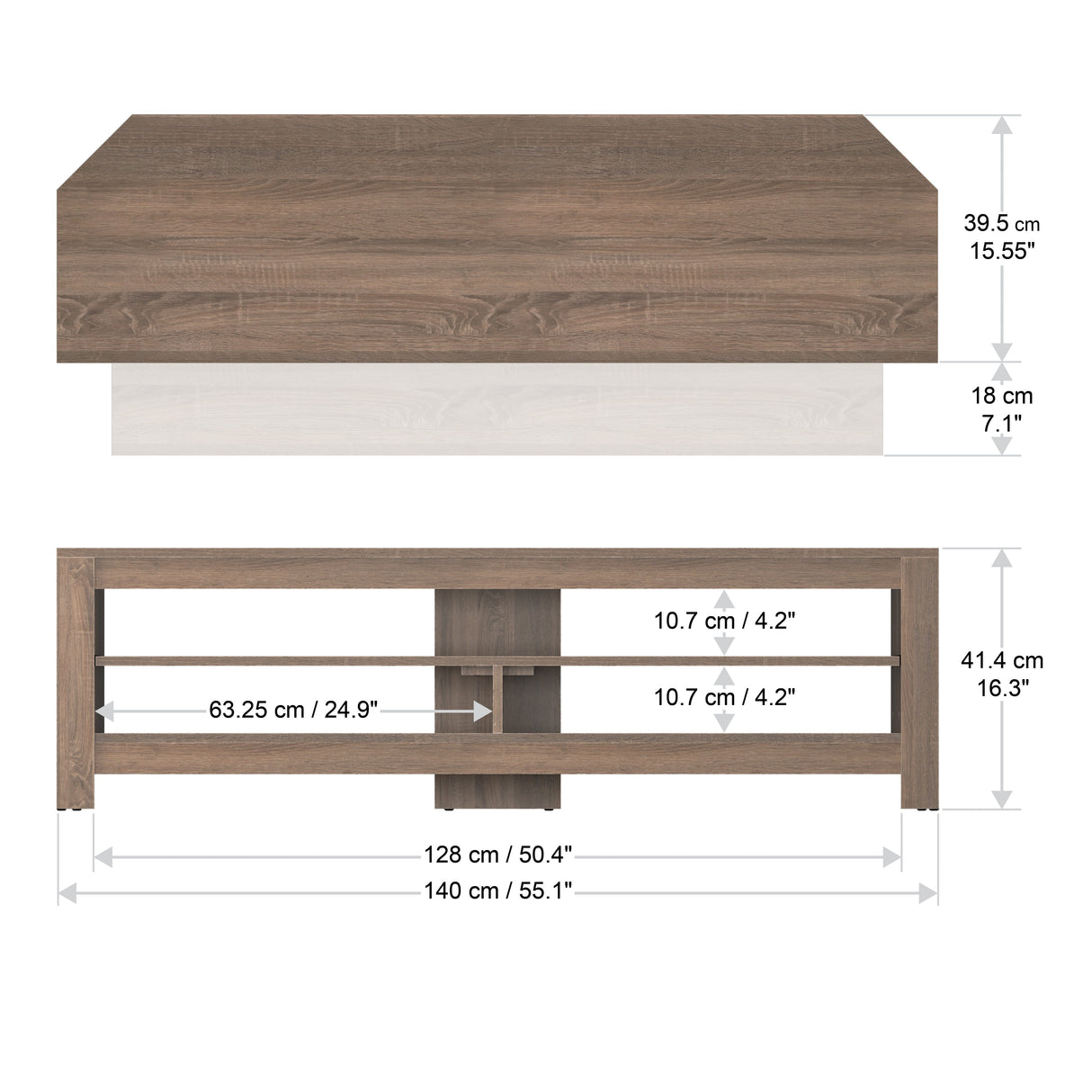 AVF Calibre Sound 1.4m TV Stand with Sliding Shelf - Rustic Sawn Oak