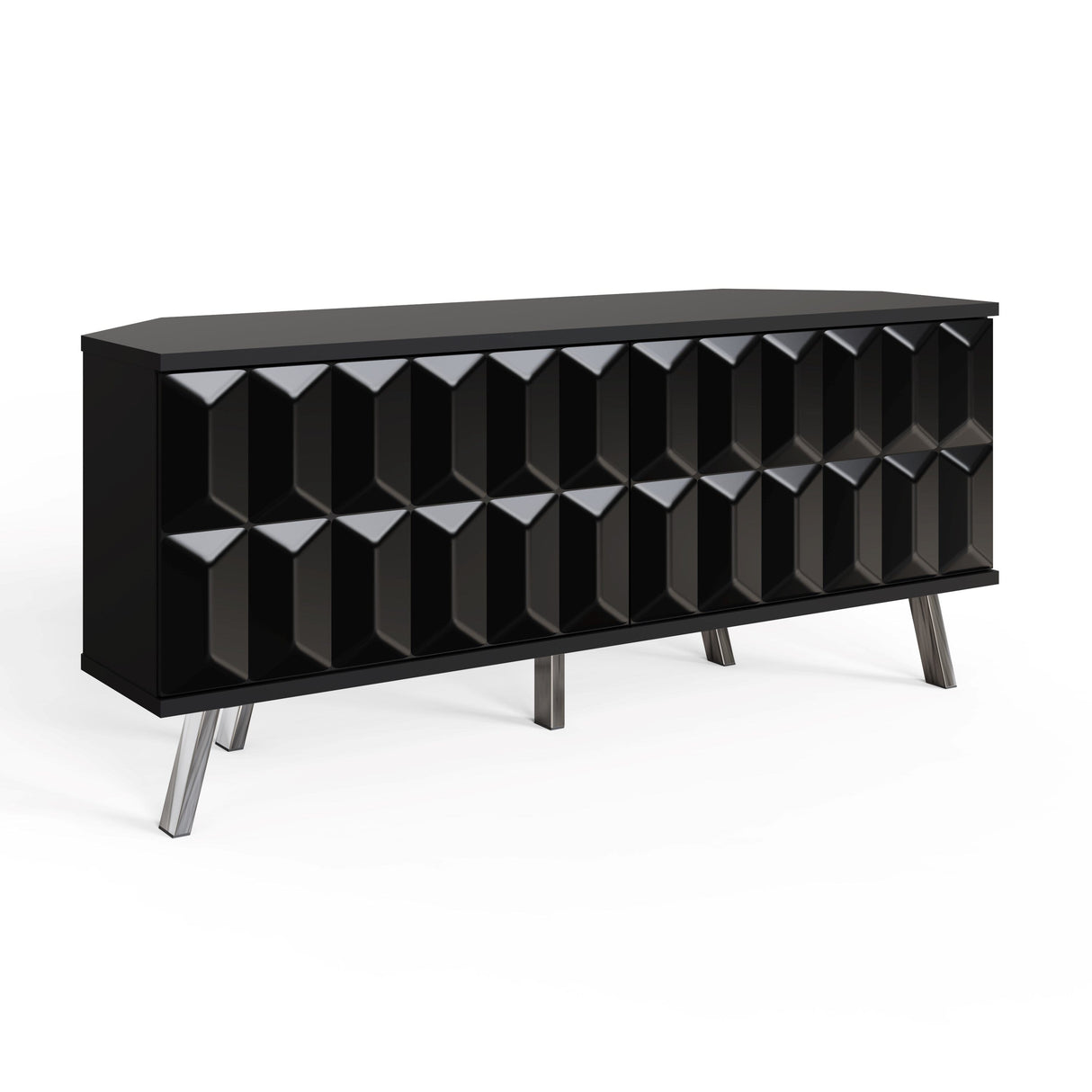 Frank Olsen Elevate Black Corner TV Cabinet with mood lighting & Intelligent eye