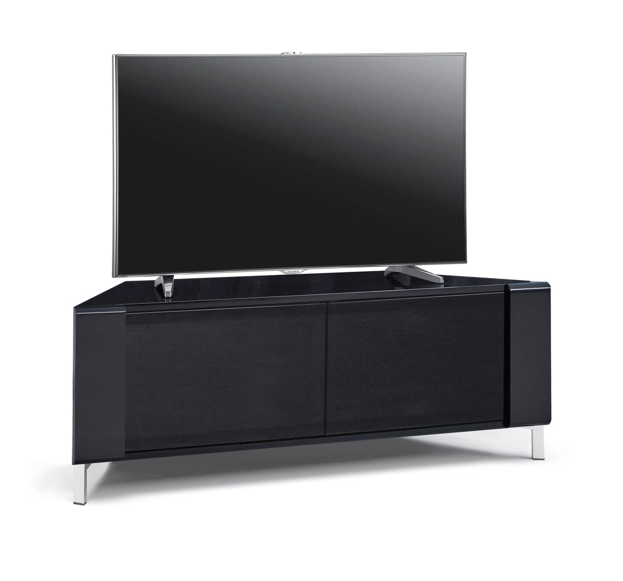 MDA Designs CORVUS Corner-Friendly Gloss Black Contemporary TV Cabinet