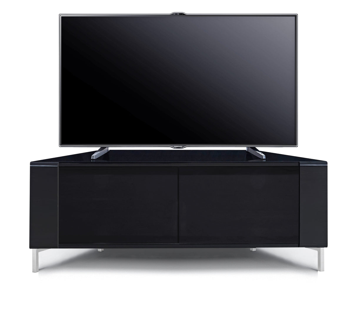 MDA Designs CORVUS Corner-Friendly Gloss Black Contemporary TV Cabinet