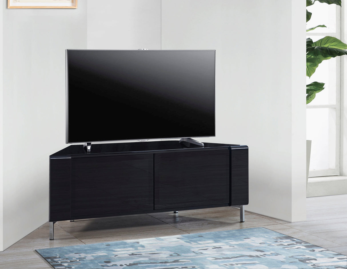 MDA Designs CORVUS Corner-Friendly Gloss Black Contemporary TV Cabinet
