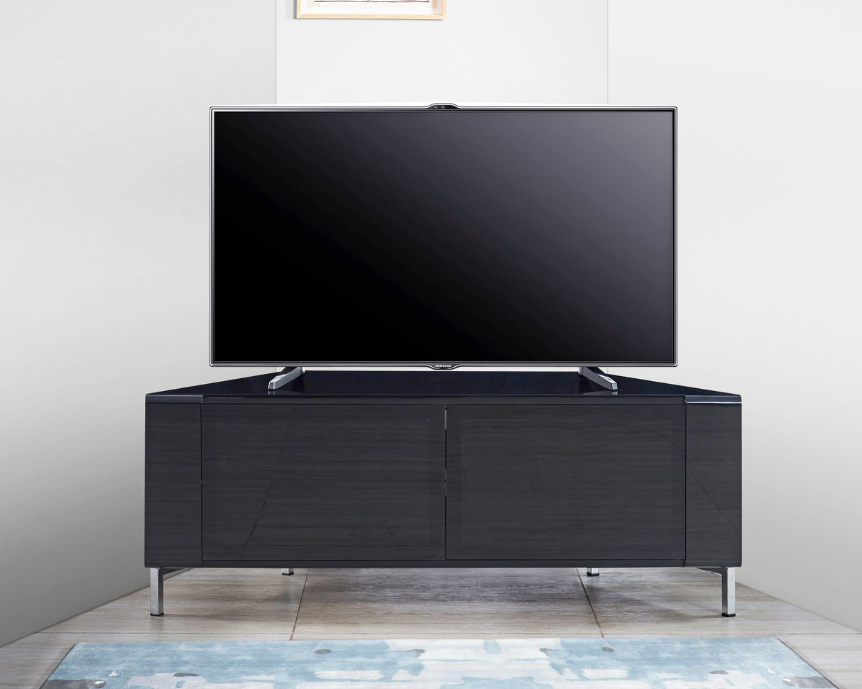 MDA Designs CORVUS Corner-Friendly Gloss Black Contemporary TV Cabinet