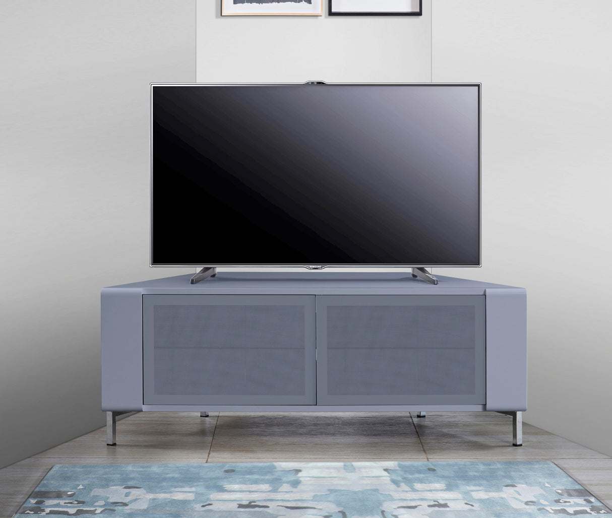MDA Designs CORVUS Corner-Friendly Gloss Grey Contemporary TV Cabinet