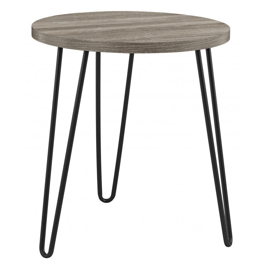 Dorel Home Owen Range Round End Table in Grey Oak
