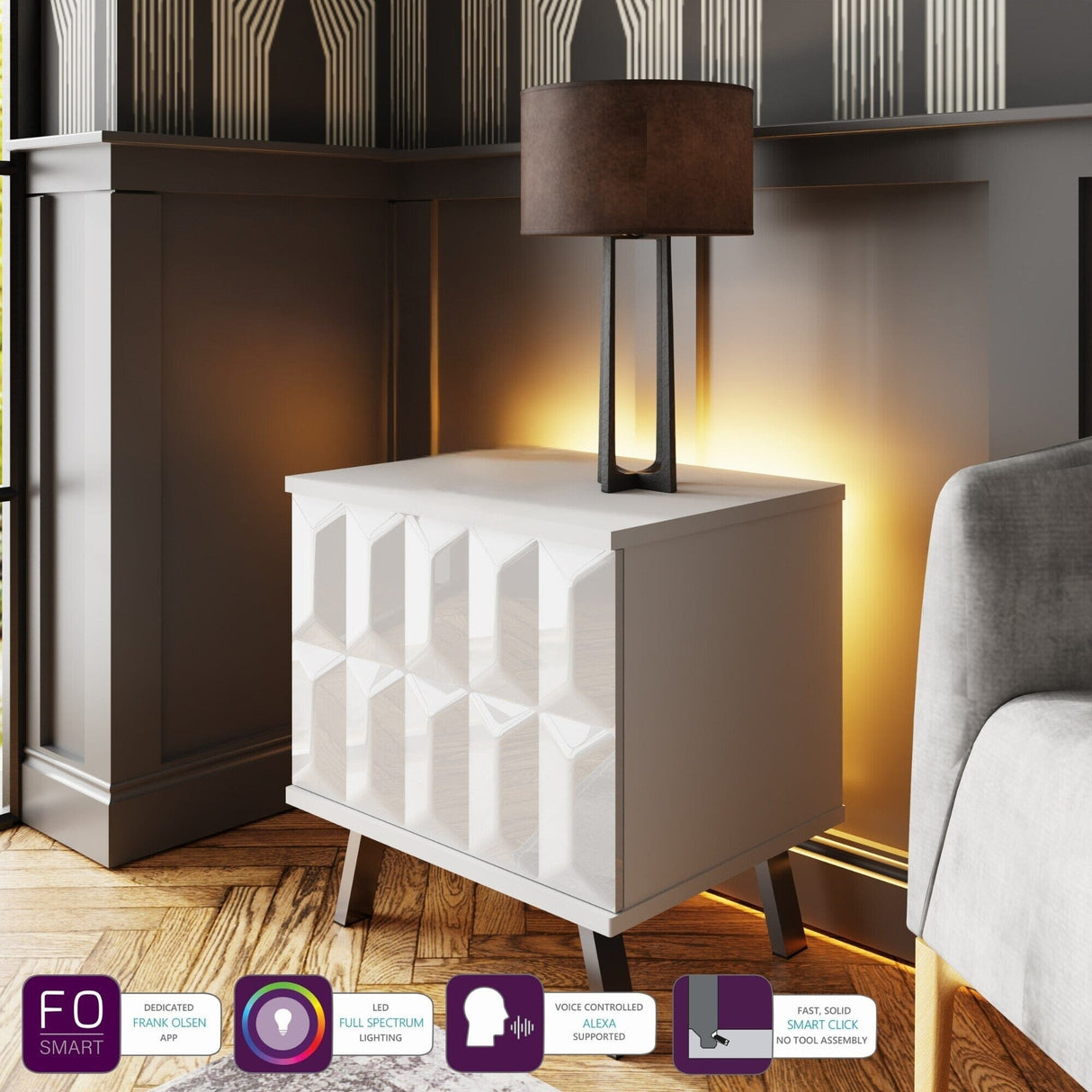 Frank Olsen Elevate White Lamp Table with Mood Lighting