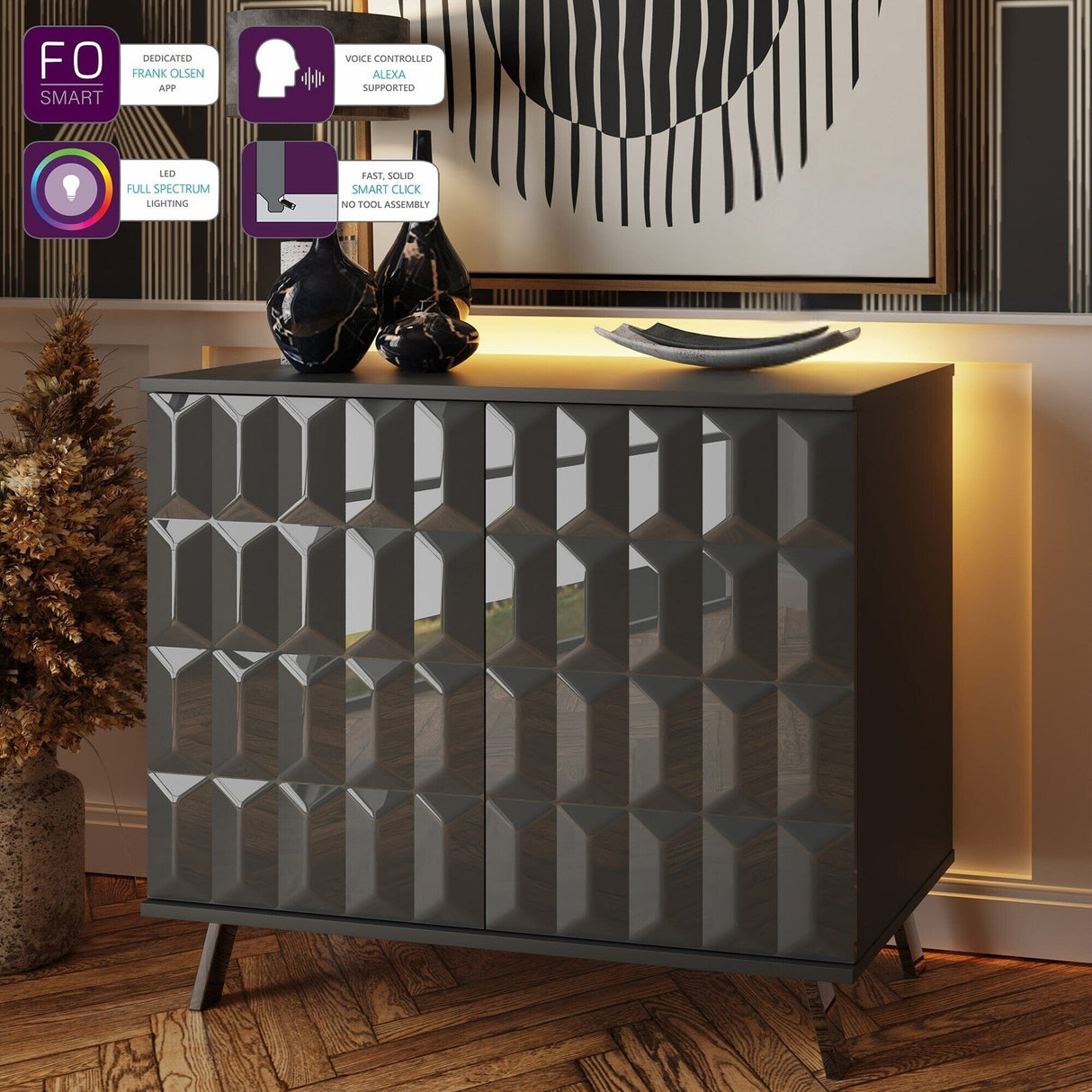 Frank Olsen Elevate Grey Small Sideboard with Mood Lighting