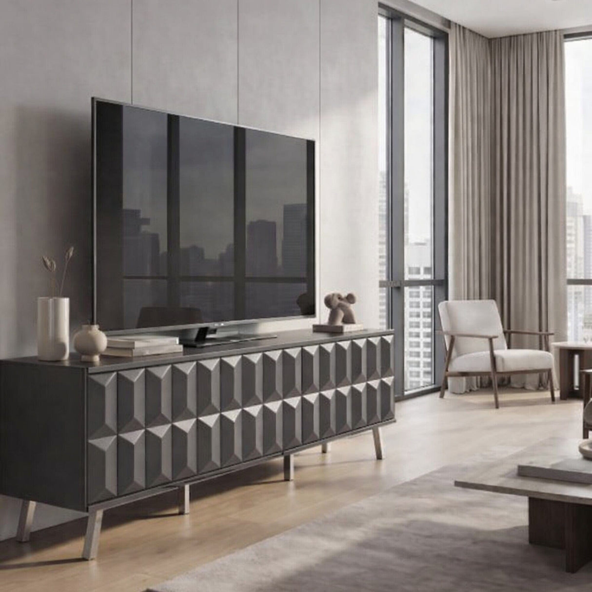 Frank Olsen Elevate Grey TV Cabinet with Mood Lighting