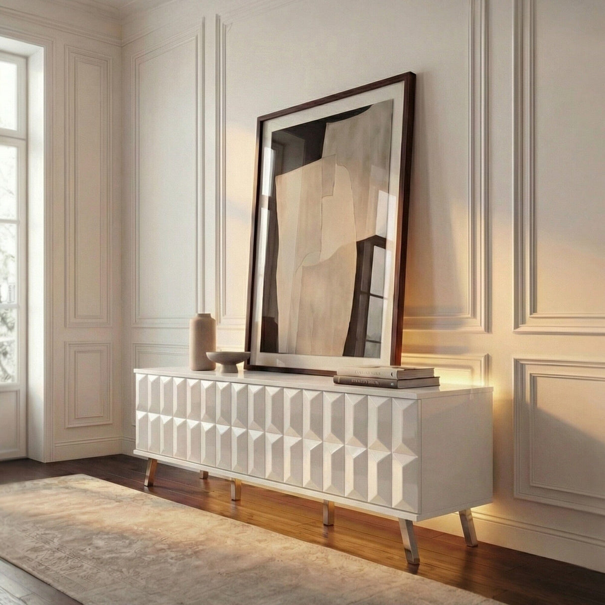 Frank Olsen Elevate White TV Cabinet with Mood Lighting