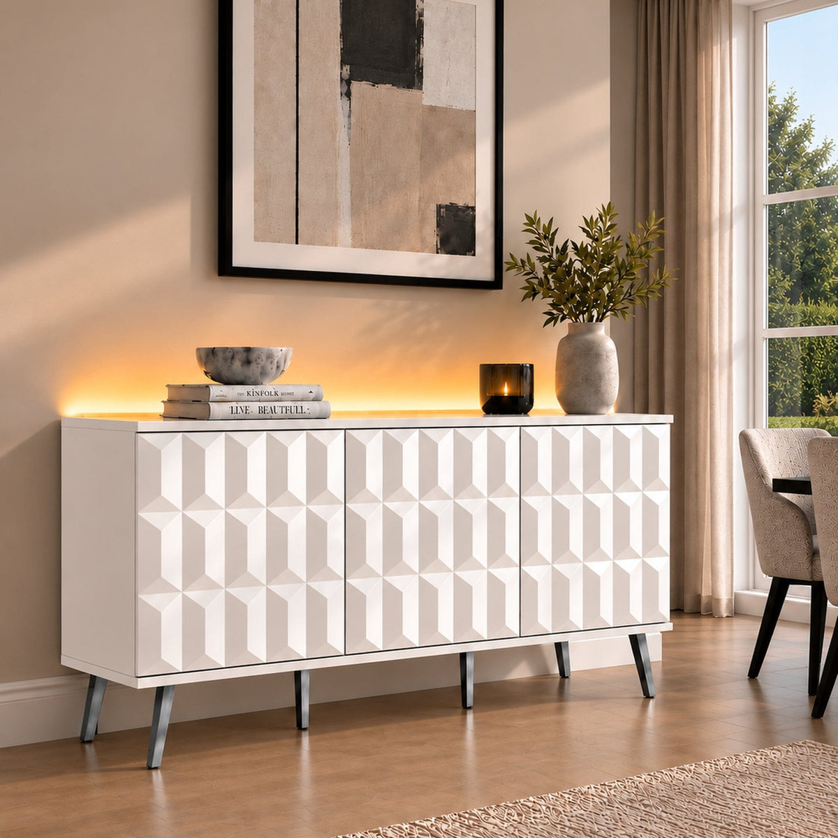 Frank Olsen Elevate White Sideboard with Mood Lighting