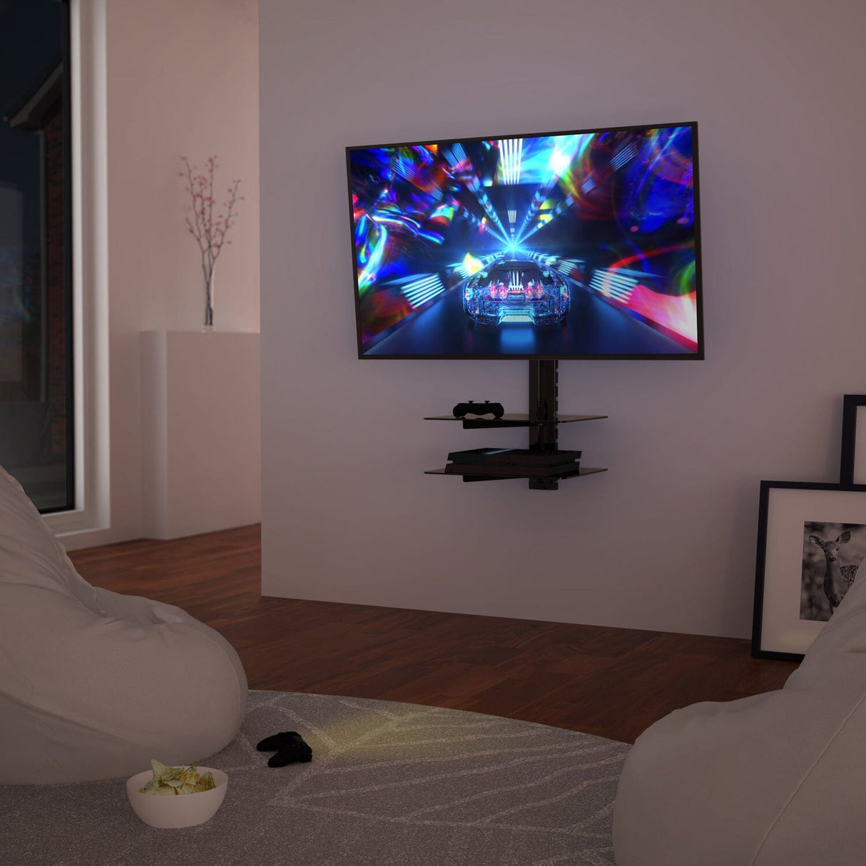 AVF All-in-One Tilt & Turn TV Wall Mount with AV Shelving, for TVs up to 47"