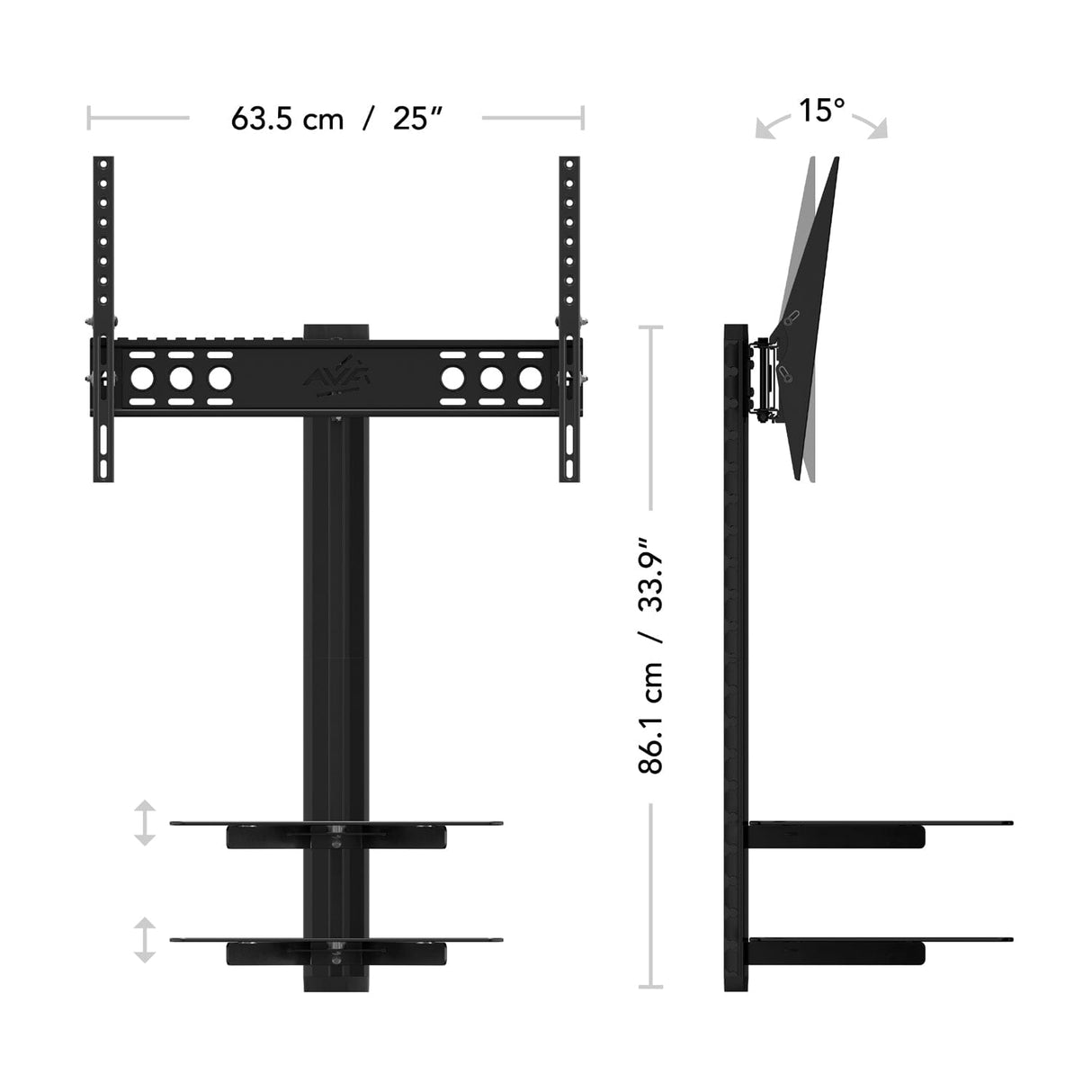 AVF All-in-One Tilt & Turn TV Wall Mount with AV Shelving, for TVs 37-60"