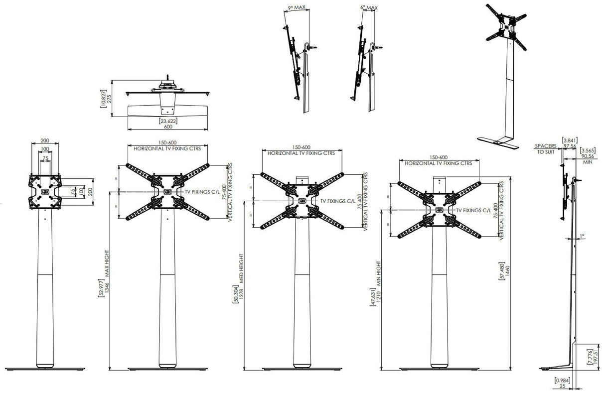 AVF FL601LT - Against the Wall Standing TV Mount