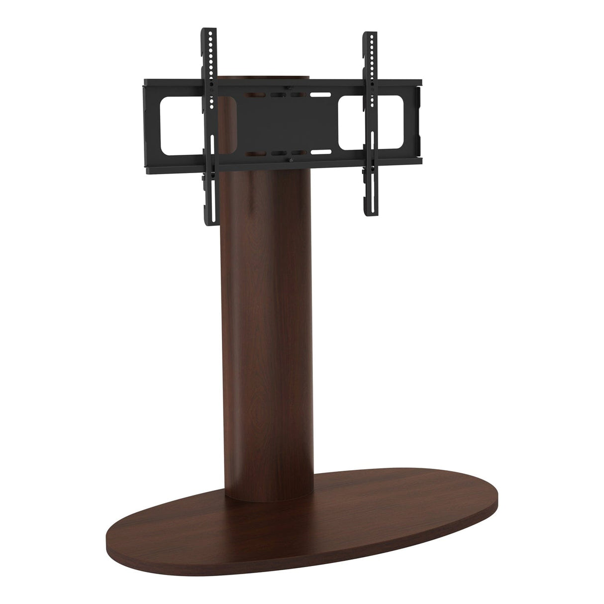 AVF Wooden Column Freestanding Oval Pedestal TV Stand, for TVs 32-65” – Walnut