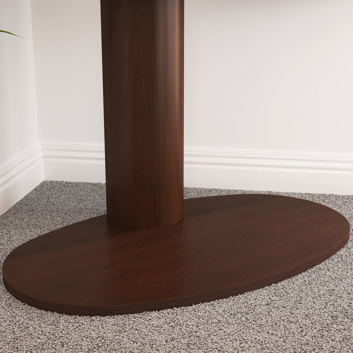 AVF Wooden Column Freestanding Oval Pedestal TV Stand, for TVs 32-65” – Walnut