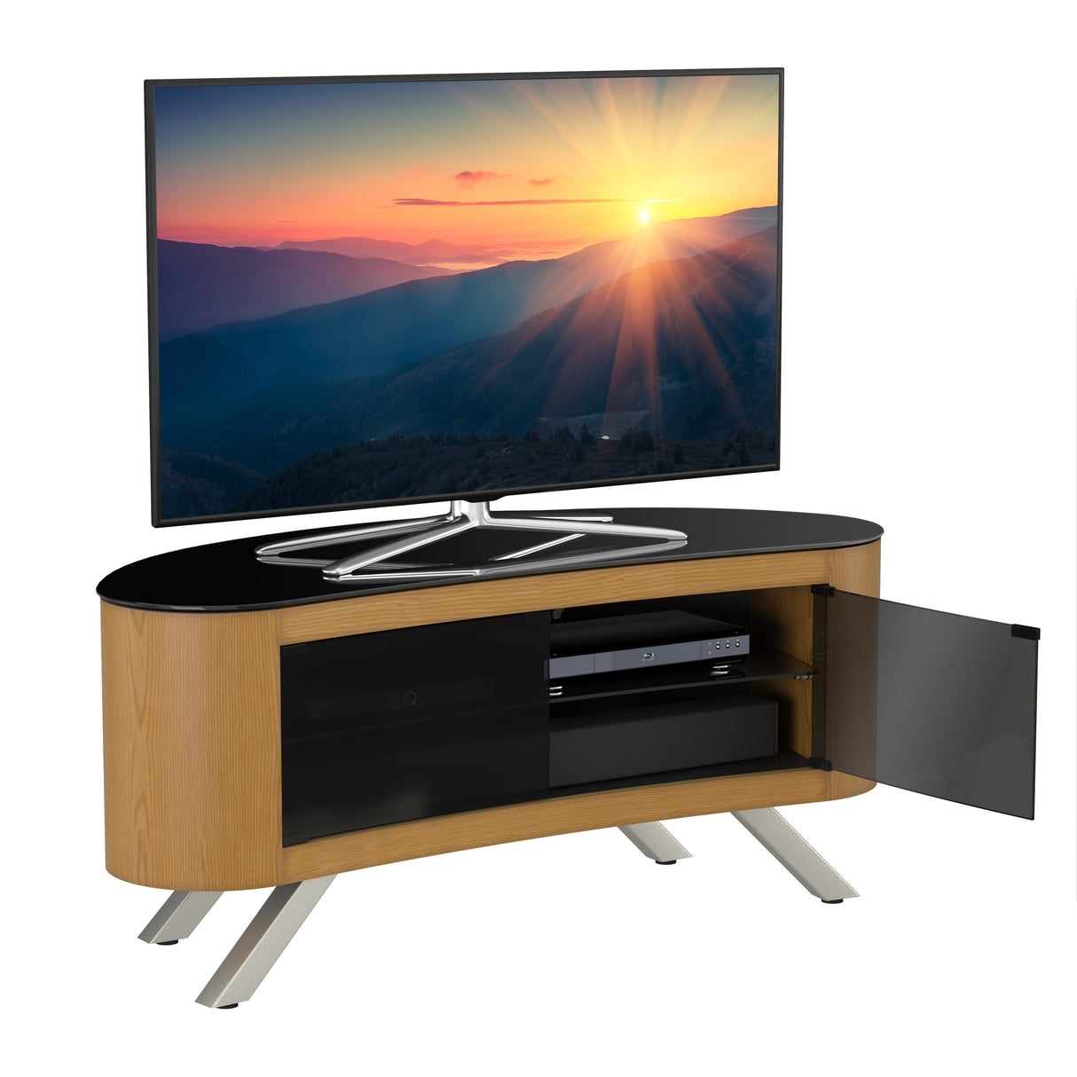 AVF Affinity Bay 1.15m Curved TV Stand - Oak