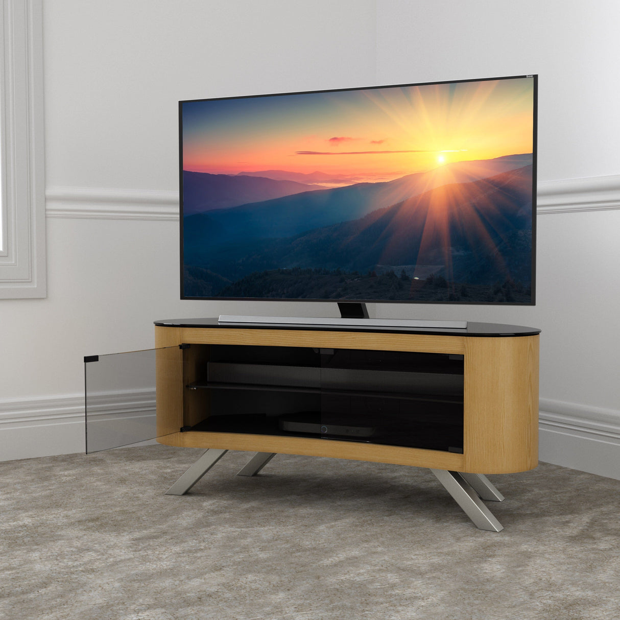AVF Affinity Bay 1.15m Curved TV Stand - Oak
