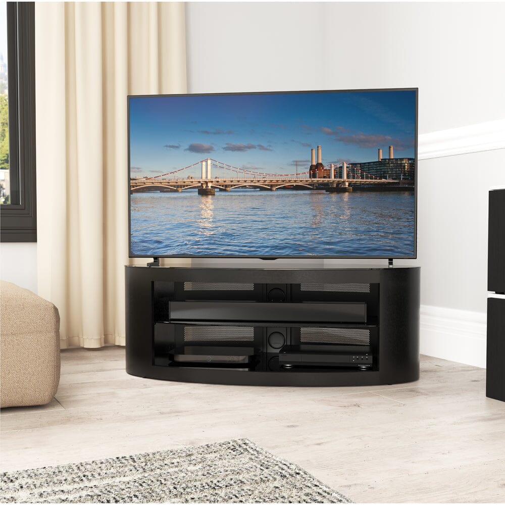 AVF Affinity Buckingham 1.1m Black Oval TV Stand, for TVs up to 55"
