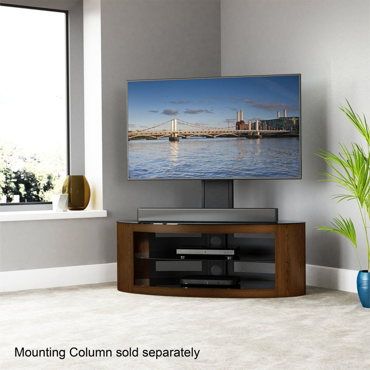 AVF Affinity Buckingham 1.1m Walnut Oval TV Stand, for TVs up to 55"