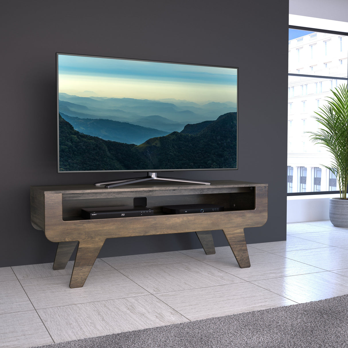 AVF Horton 1.2m Tapered Leg TV Stand - Dark Wood