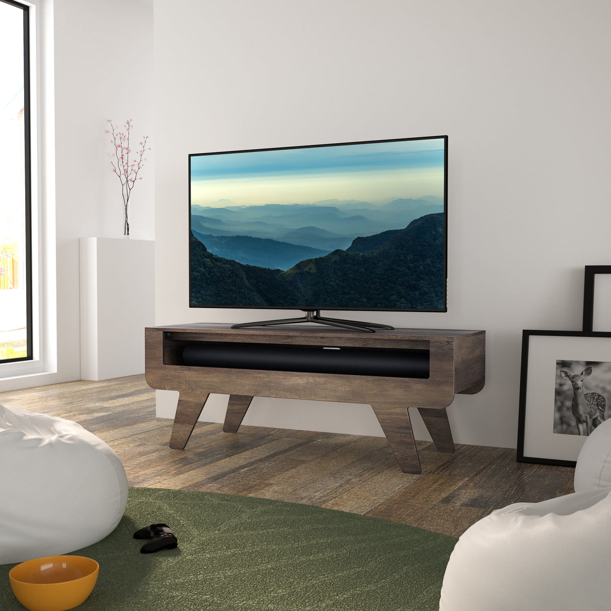 AVF Horton 1.2m Tapered Leg TV Stand - Dark Wood