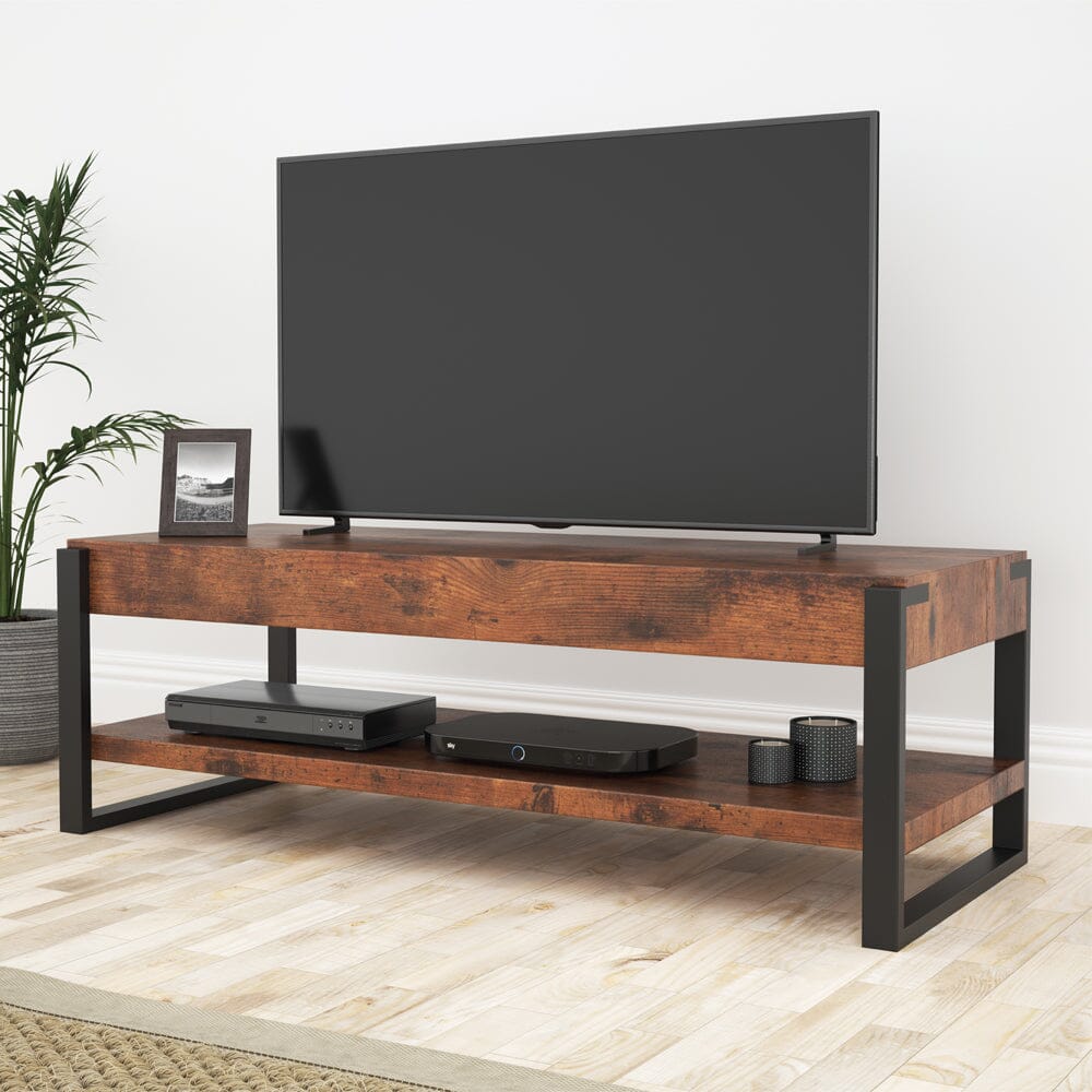 AVF Ridgewood 120cm Wide Rustic Dark Wooden TV Stand (FS1200RIDDW)