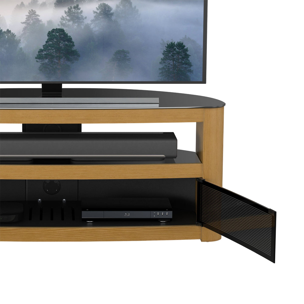 AVF Affinity Burghley 1.25m Oak Curved TV Stand for TVs up to 65"