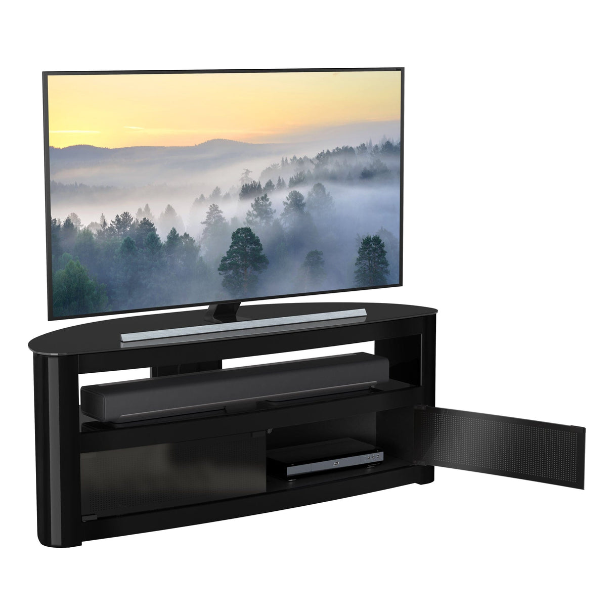 AVF Affinity Burghley 1.25m Gloss Black Curved TV Stand for TVs up to 65"