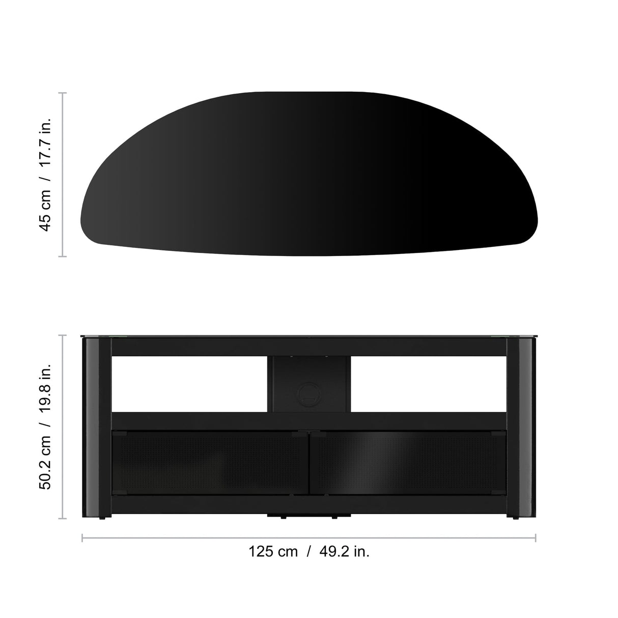 AVF Affinity Burghley 1.25m Gloss Black Curved TV Stand for TVs up to 65"