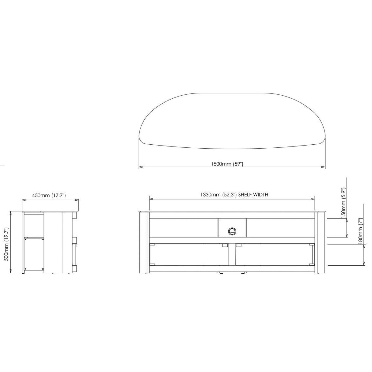 AVF Affinity Burghley 1.5m Curved TV Stand - Gloss White