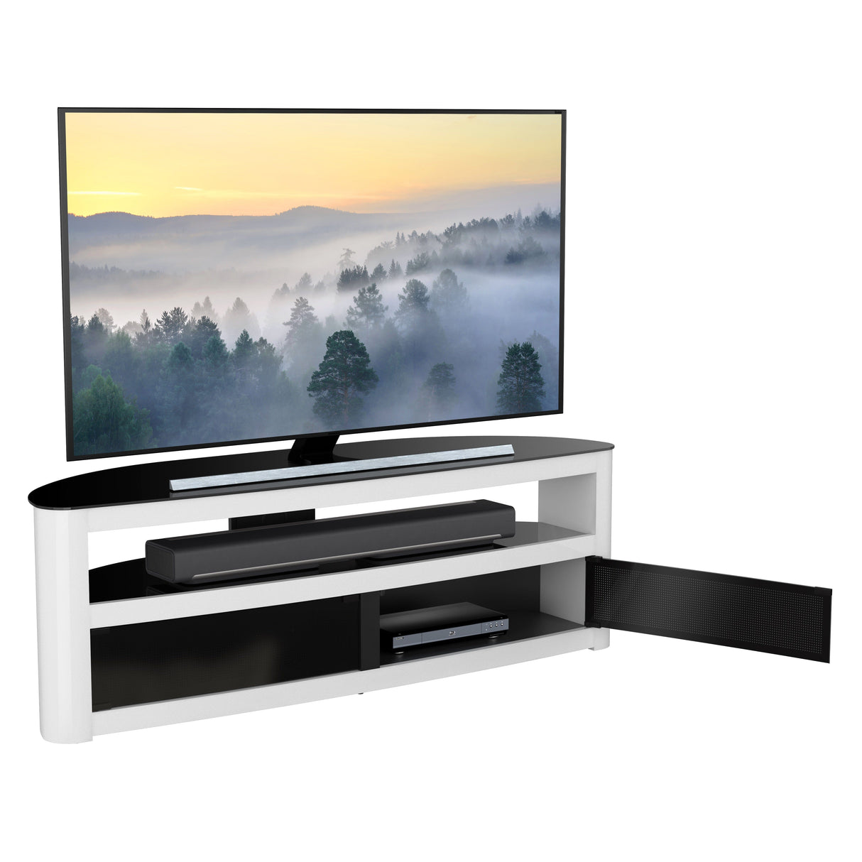 AVF Affinity Burghley 1.5m Curved TV Stand - Gloss White