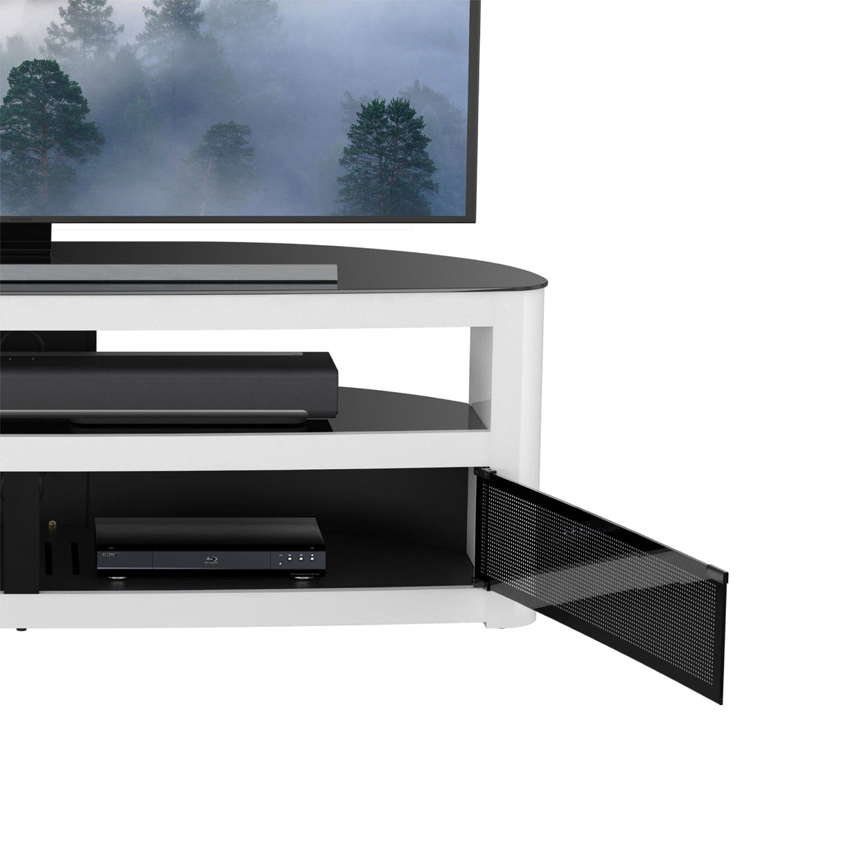 AVF Affinity Burghley 1.5m Curved TV Stand - Gloss White