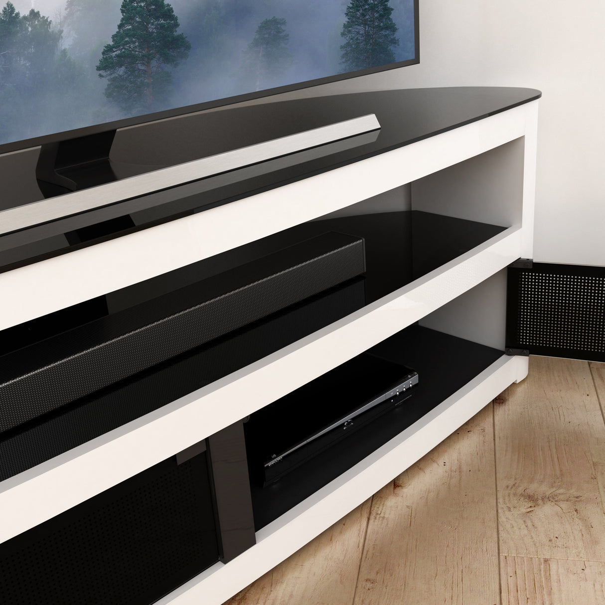 AVF Affinity Burghley 1.5m Curved TV Stand - Gloss White