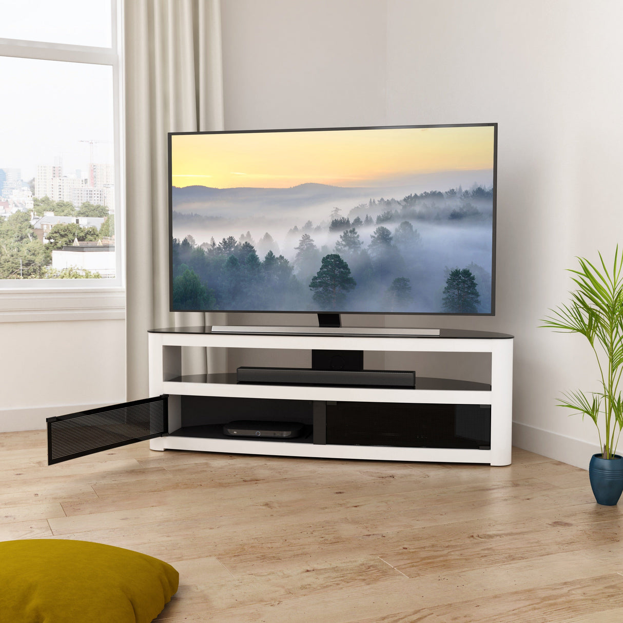 AVF Affinity Burghley 1.5m Curved TV Stand - Gloss White