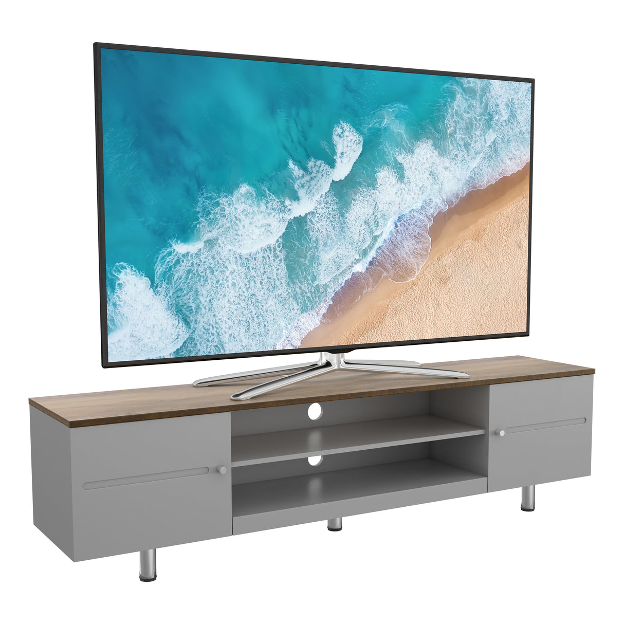 AVF Whitesands 1.9m TV Stand - Satin Grey & Wood