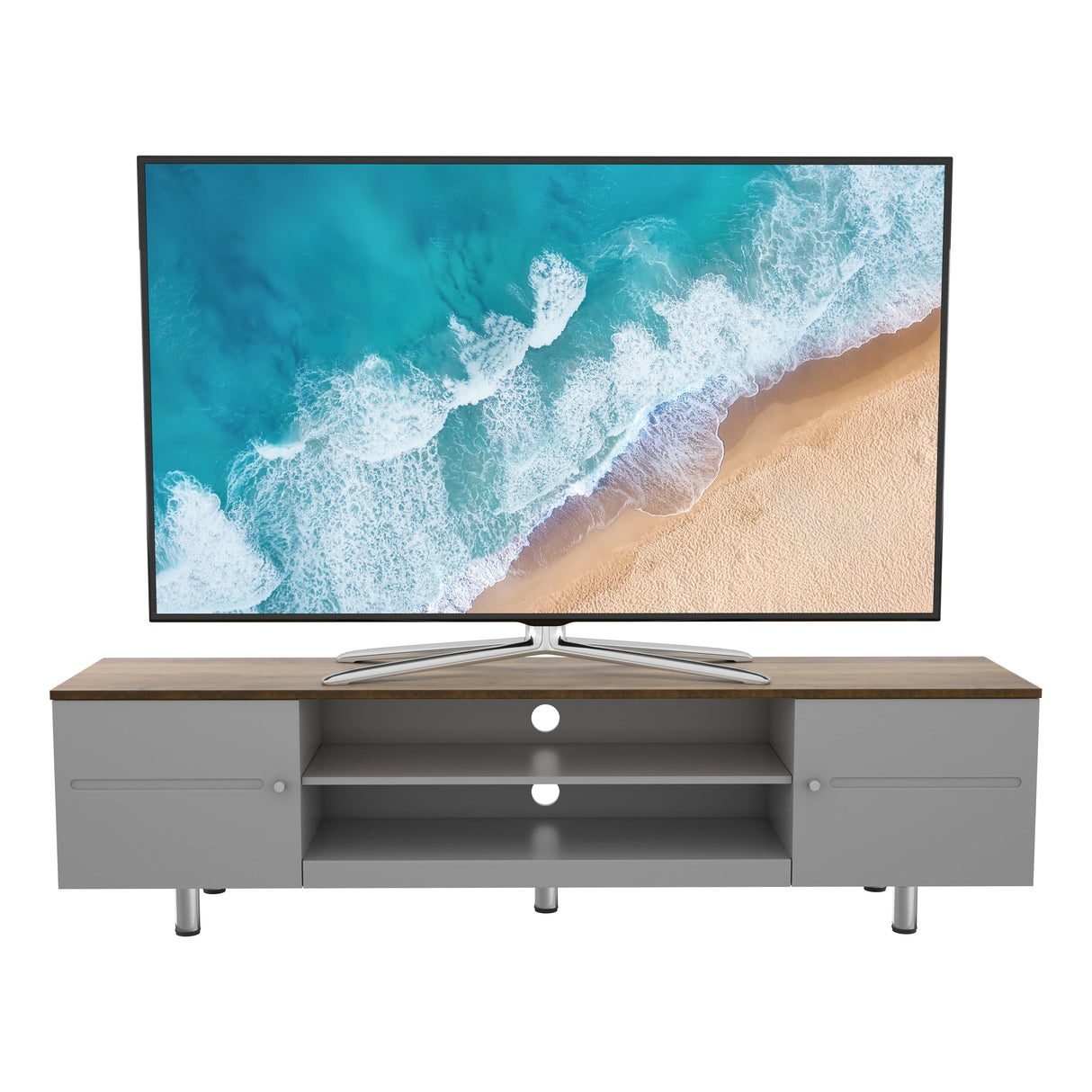 AVF Whitesands 1.9m TV Stand - Satin Grey & Wood