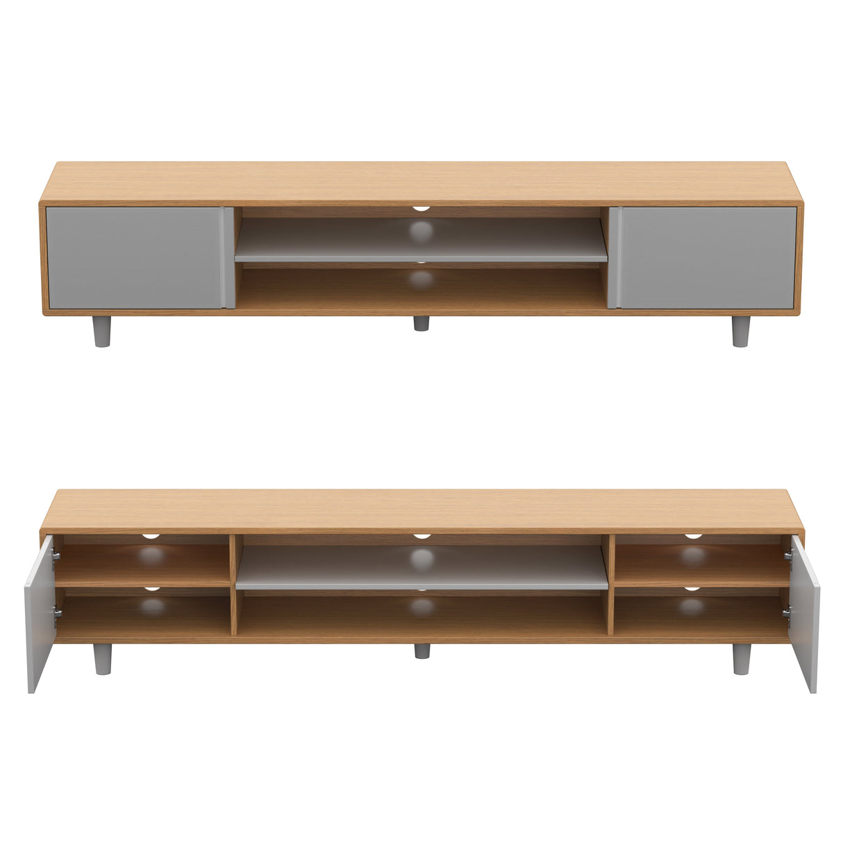 AVF Harbour 2m TV Stand - Light Wood & Grey